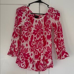 INC International Concepts Pink and White Patterned Blouse